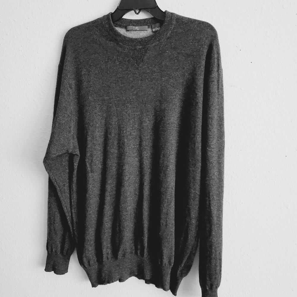 Folio New York Men's Sweater 100% Cashmere Crew Neck Size L.